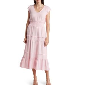 Maisie Gauze Smocked Midi Dress- Pink- Size M/L